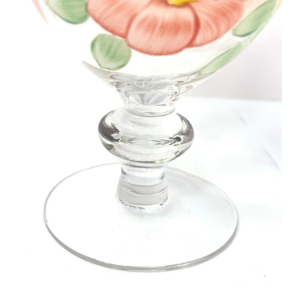 Franciscan Desert Rose Hand Painted Goblet Pink Floral Stemmed Glass 5” VTG